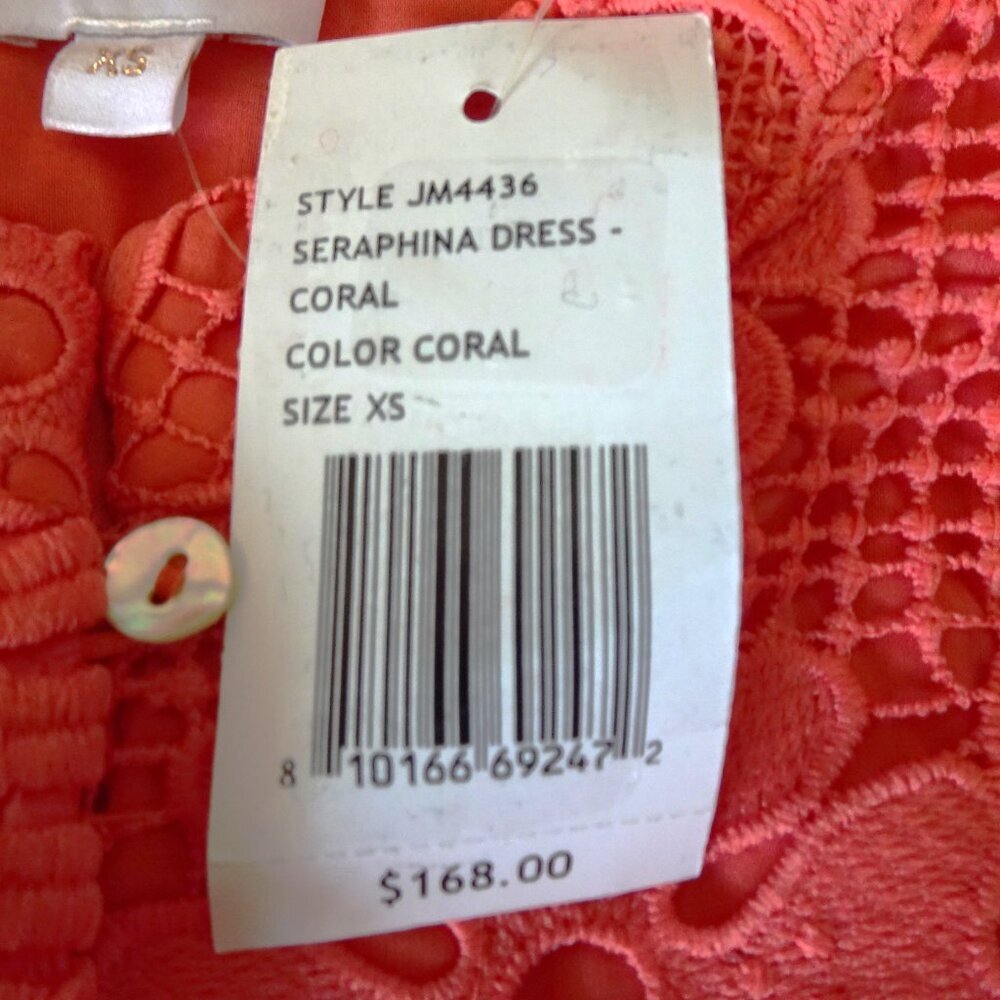 J.Marie Seraphina Dress Size XS Pink Coral Short Floral 3D Lace Long Sleeve - Picture 7 of 8